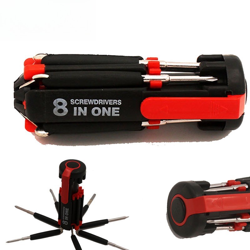 8 in 1 Multifunction Screwdriver with LED Light Portable Tool for Home Car