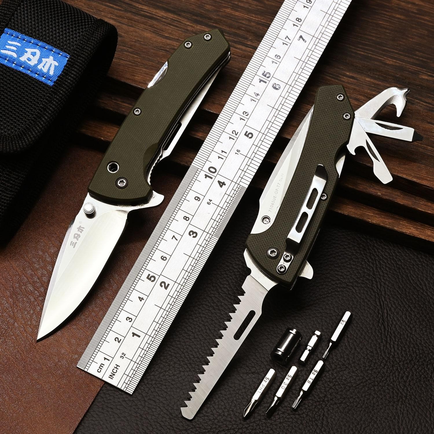 Sanrenmu 7106 Multi-function Folding Knife Camping Hiking Repairs Edc Tool