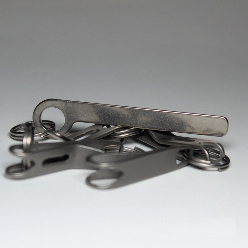 Mini Titanium Ruler CM Inch Scale Keychain Pendant Key Ring EDC Measuring Tool