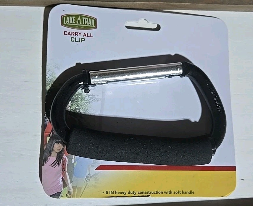 Carry ALL CLIP BY Lake And Trail 5 Inch, HEAVY DUTY WITH SOFT HANDLE, Black
