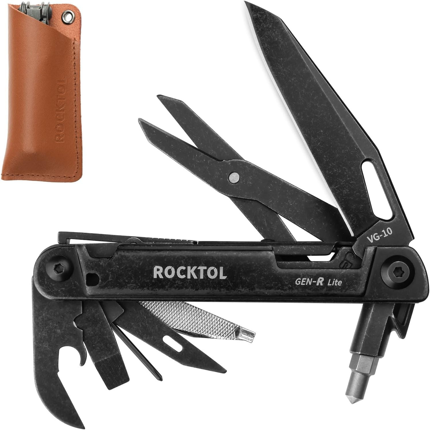 ROCKTOL Gen-R Lite Multitool, 15-in-1 EDC Pocket Knife with VG10 Blade