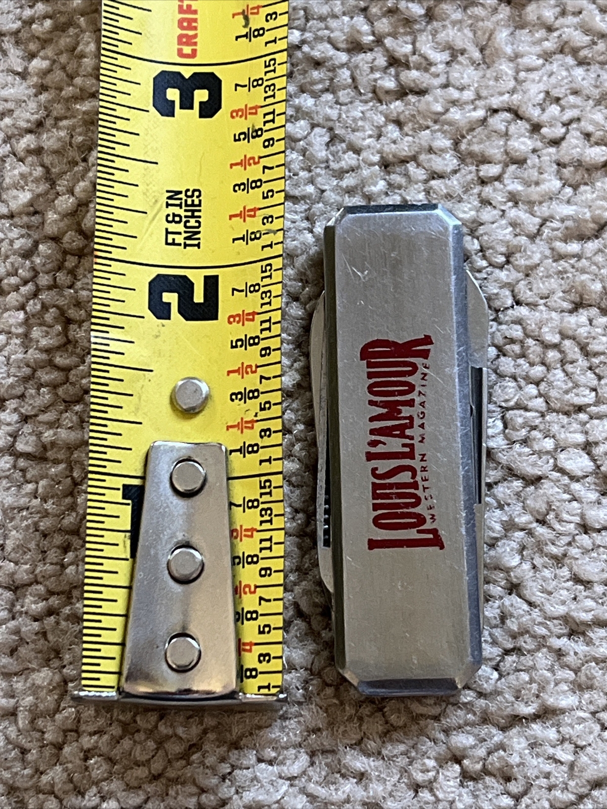 VINTAGE Louis L’Amour Western Magazine Promo Gentleman’s Knife SILVER + RED