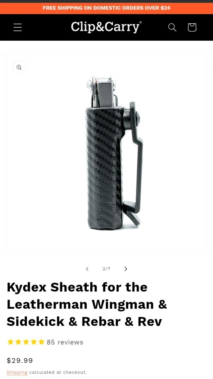 Clip & Carry Kydex Multitool Sheath Fits Leatherman: Wingman,Sidekick,Rebar,Rev
