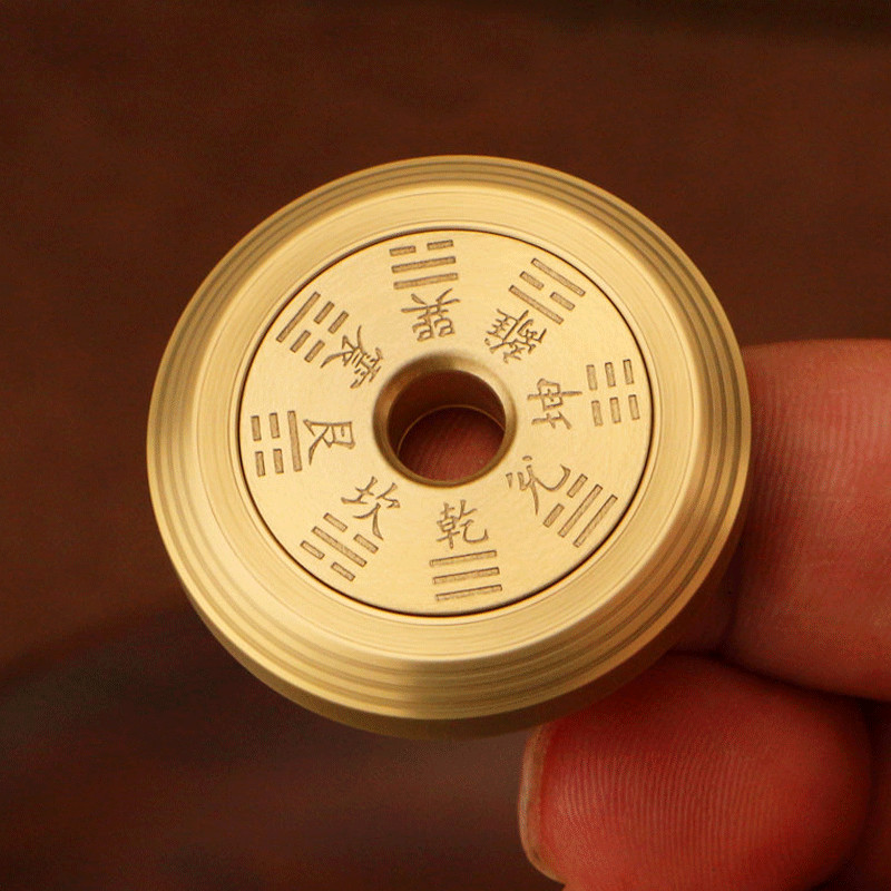 Solid Brass Fidget Slider Clicker Coin Tai Chi Haptic for Adult EDC Toy