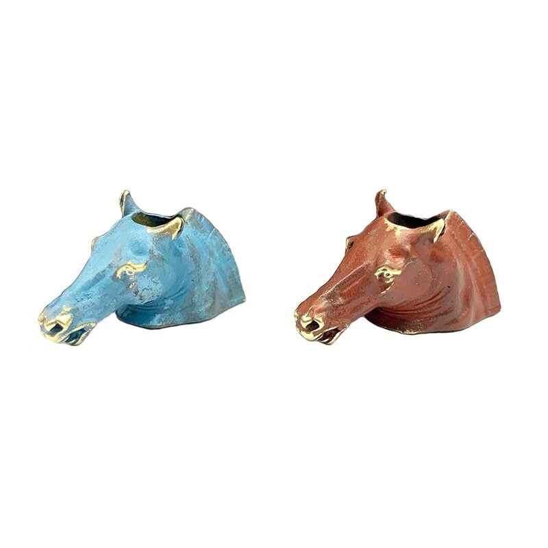 Brass Zodiac Horse Head Keychain Pendant Umbrella Rope Knife Bead EDC Pendant