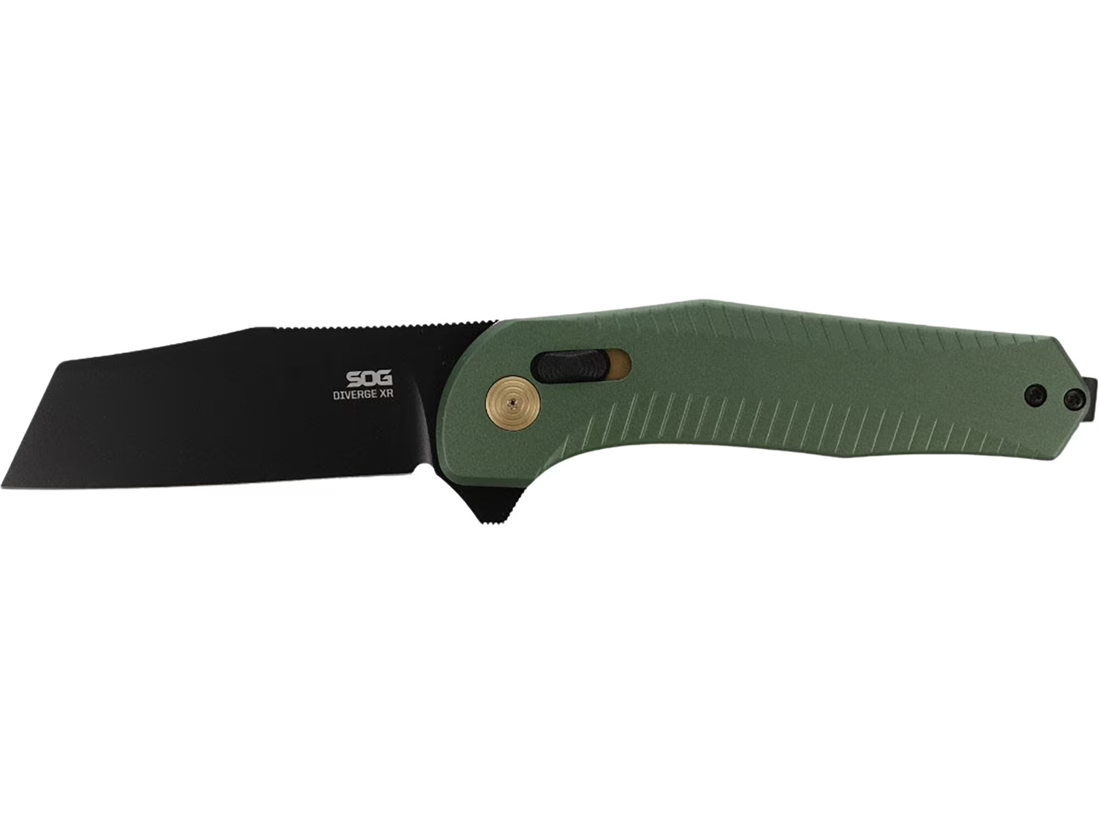 SOG Diverge XR Folding Knife 3″ Sheepsfoot D2 Black Blade Aluminum Handle Green