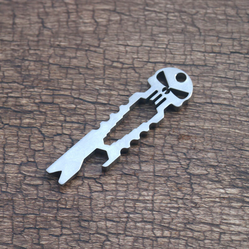 EDC Titanium TC4 Skull Outdoor Crowbar Keychain Tactical Pry Bar Opener Crowbar