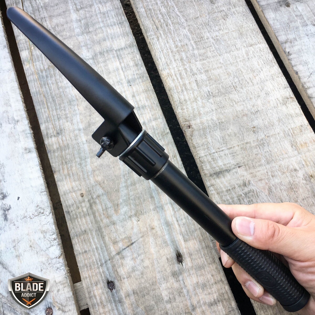 BLACK 5 in 1 Multi Purpose Camping Emergency Tool – Shovel Saw Axe Pick Compass