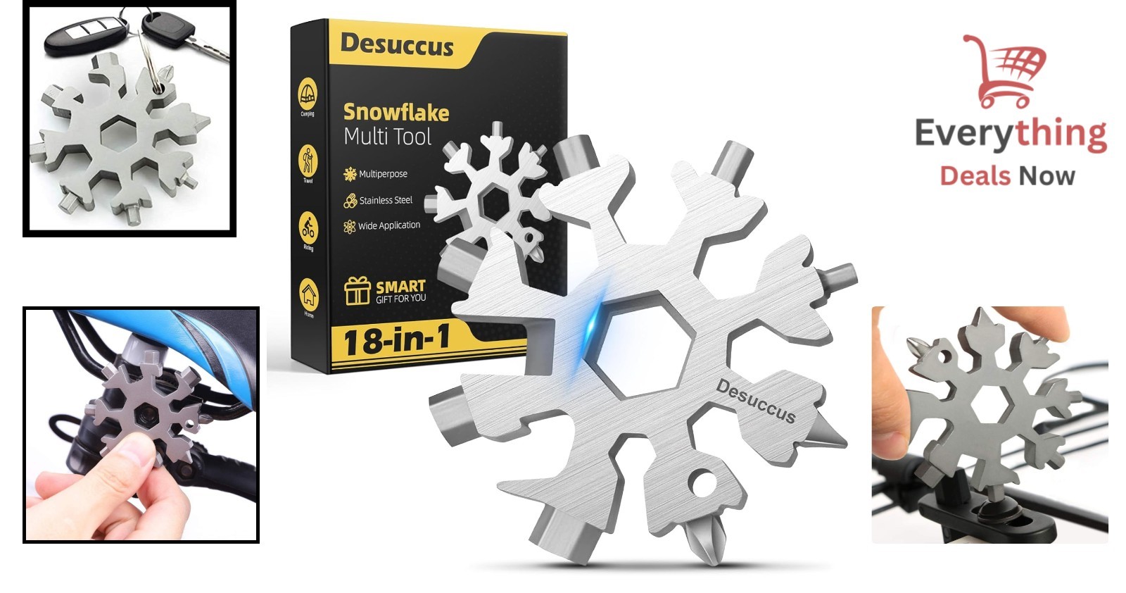 18-in-1 Snowflake Multi Tool Stainless Steel Wrench Screwdriver Bottle Opener
