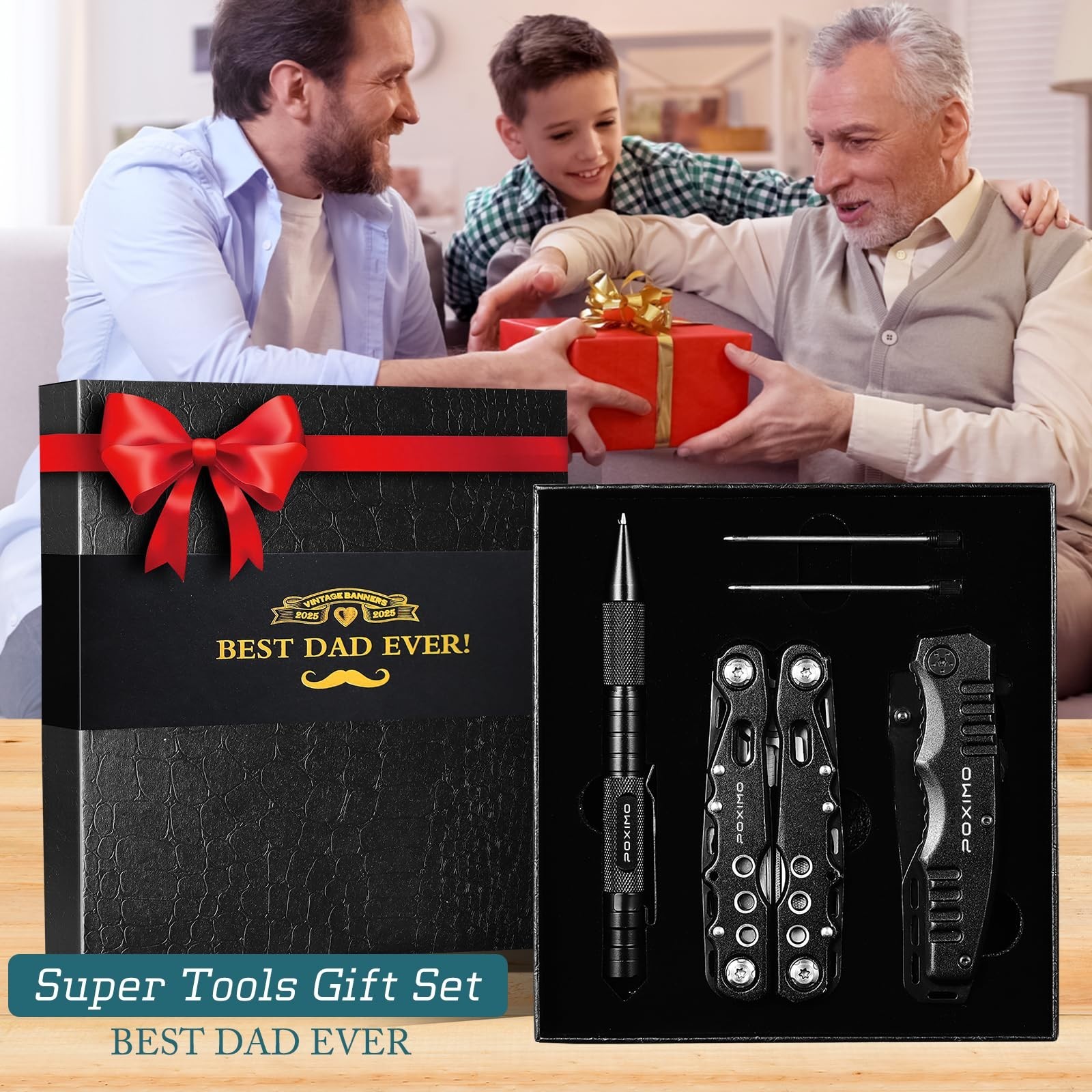 14-in-1 Multitool Gift Set for Dad | EDC Survival Kit with Pliers, Knife & Tacti