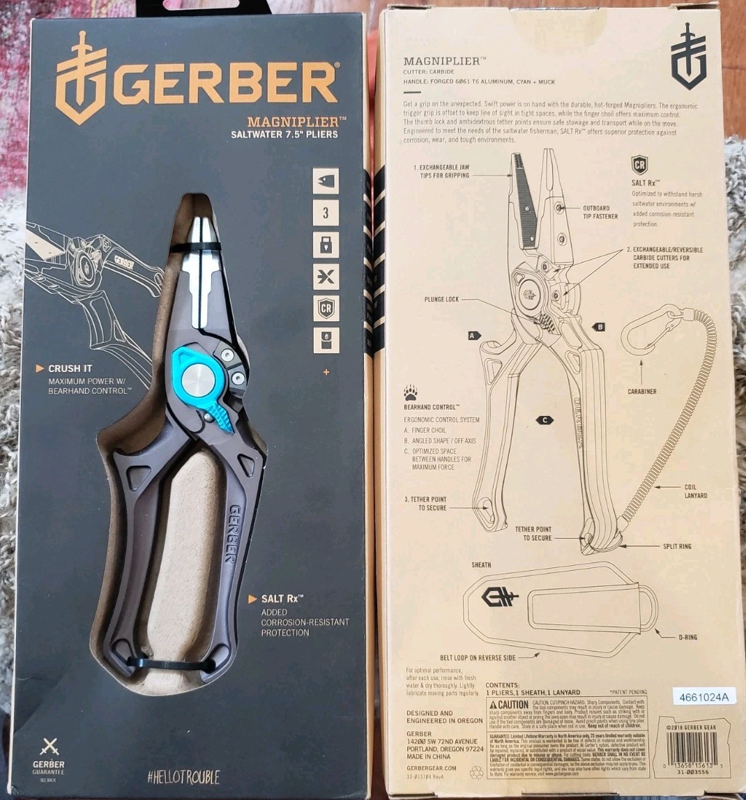 NEW GERBER “Magniplier” Saltwater 7.5″ Pliers With SALT RX. 31-003556.