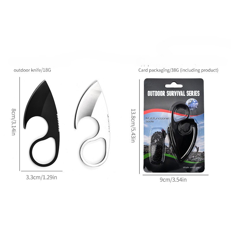 Smal Stainless Steel Outdoor Knife Camping Straight Knife with Chain Survival
