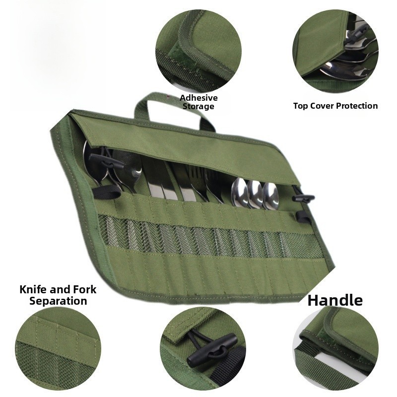 Portable Storage Pouch For Stainless Steel Camping Cutlery Set
