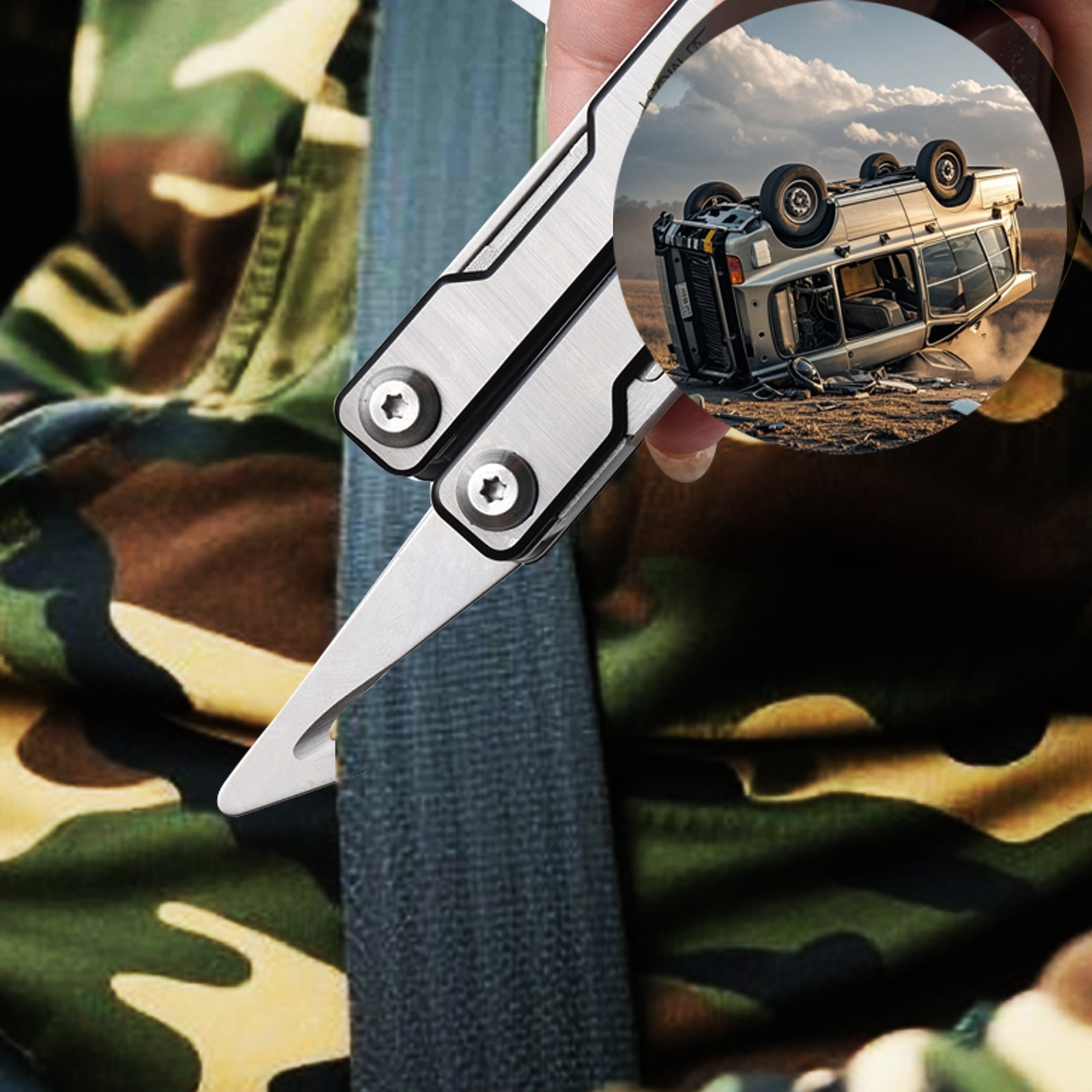 6-in-1 Stainless Steel Multitool Pocket Pliers EDC Utility Tool with Blades