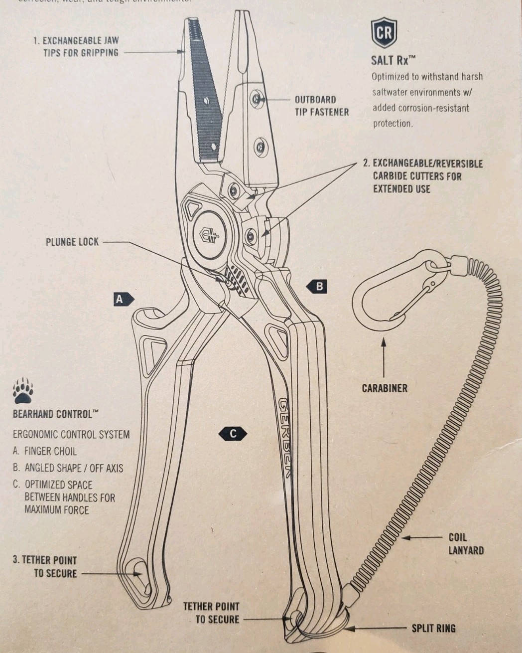 NEW GERBER “Magniplier” Saltwater 7.5″ Pliers With SALT RX. 31-003556.