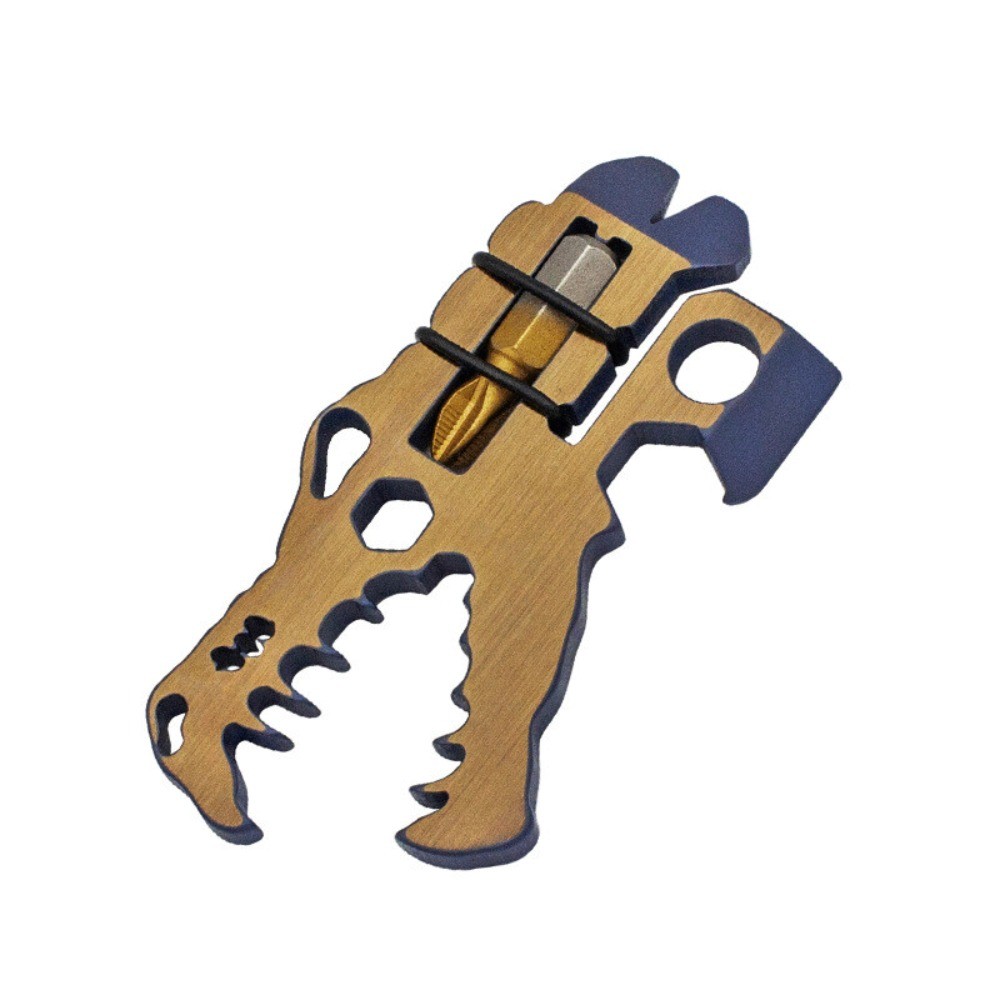 Titanium Alloy Pocket Multi Dinosaur Head Bottle Opener Pry Bar Screwdriver Tool