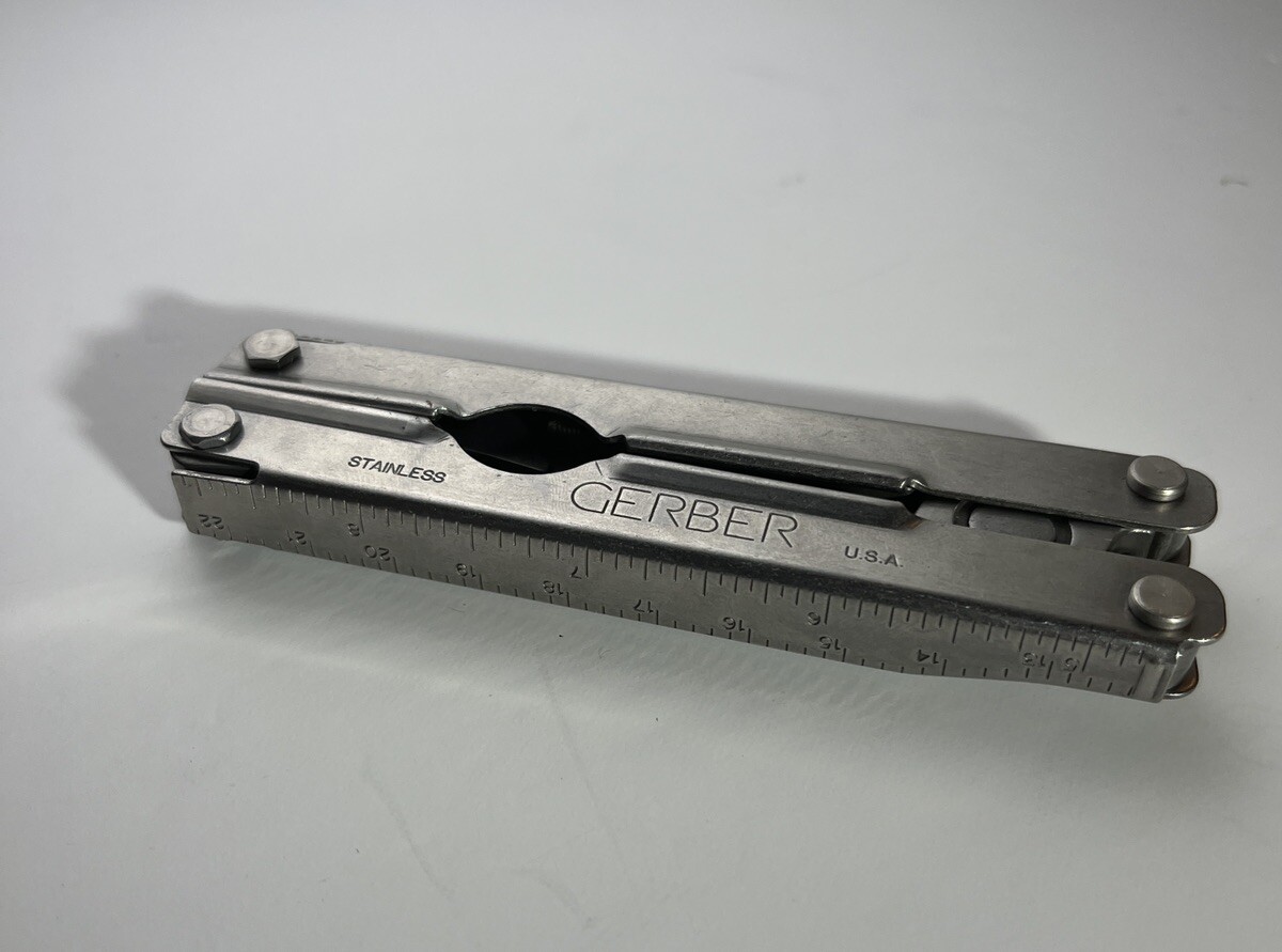 Vintage Gerber Multi Tool Stainless Steel Made USA File Leather Sheath NEW