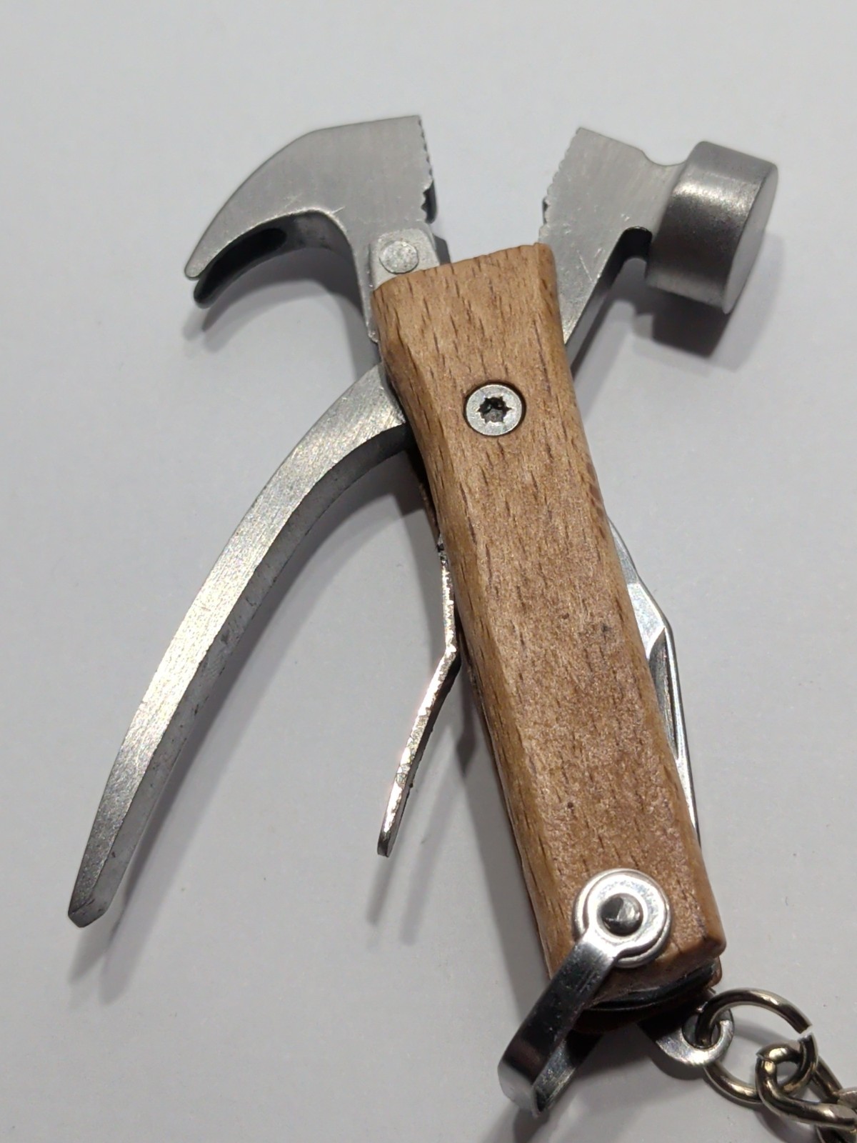 Multi Tool Key Chain – Mini Hammer, Knife, Bottle Opener, Flathead, Pliers, Claw