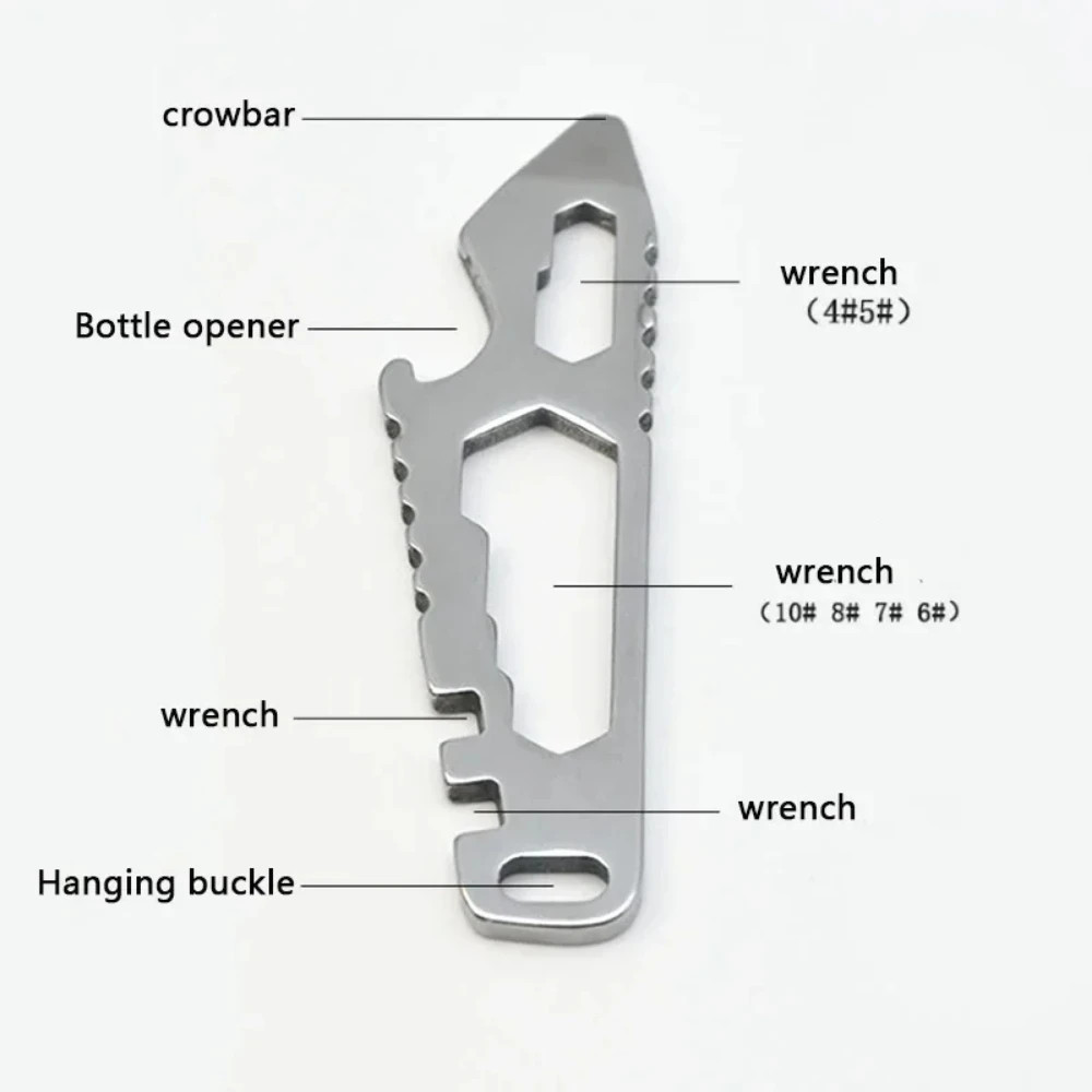 Mini Multifunctional Stainless Steel Pry Bar EDC Hex Wrench Bottle Opener