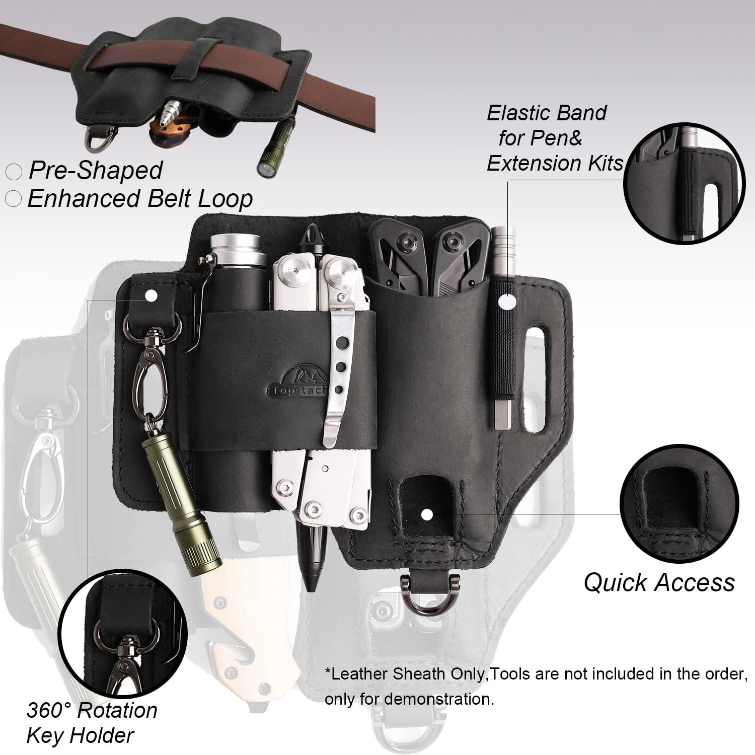 Leather EDC Belt Organizer for Multitools & Accessories
