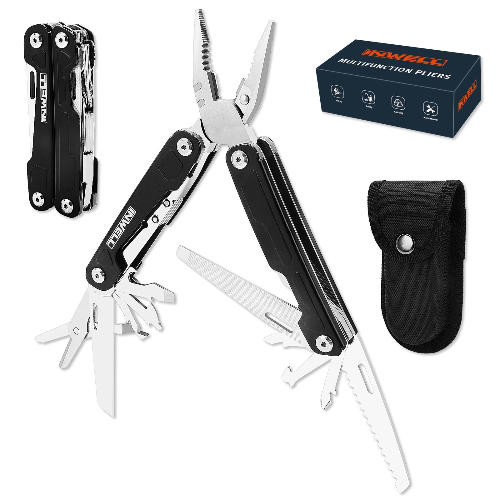 16-in-1 Multitool Pliers, Portable Camping Multi Tool with Safety Lock, Outdo…