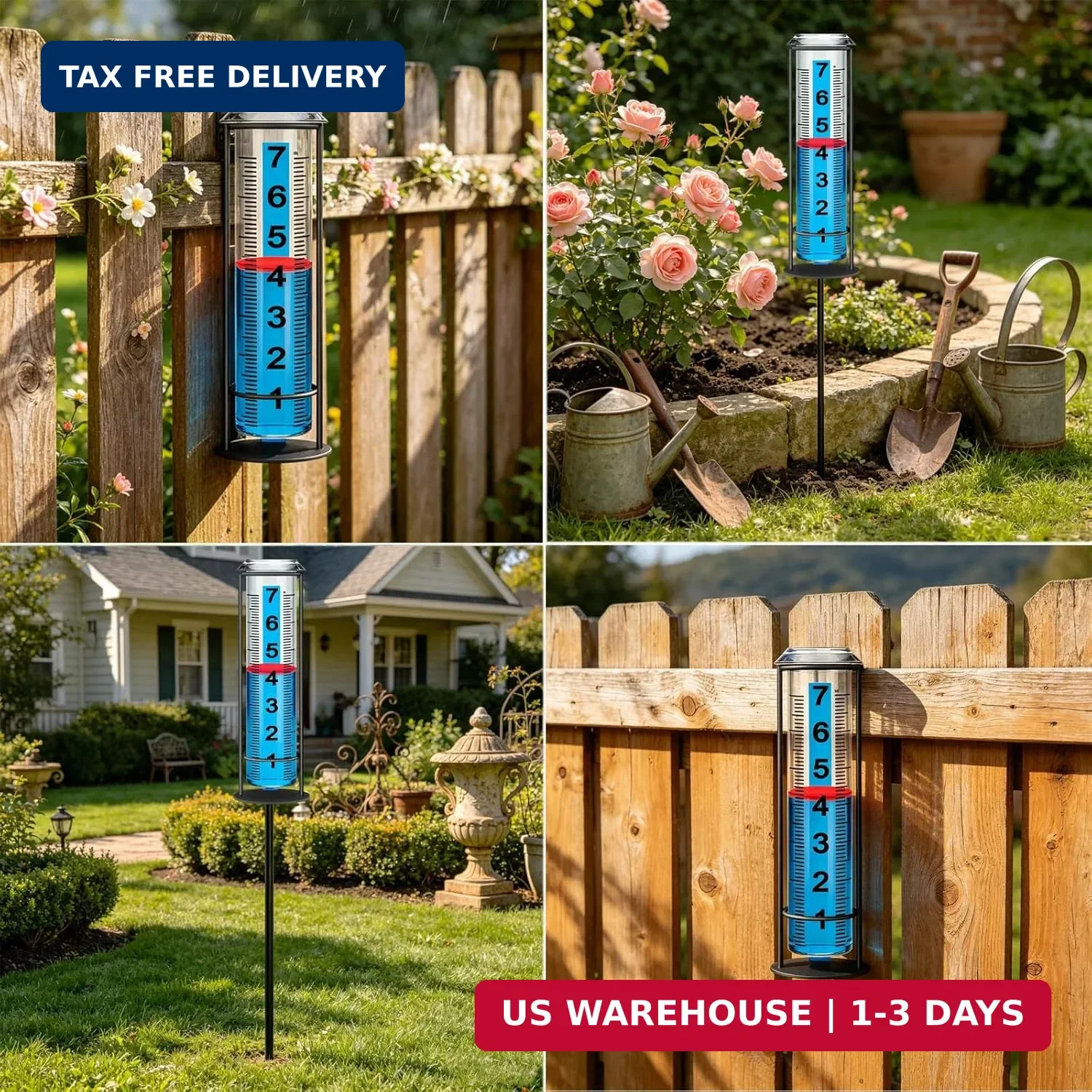 Rain Gauge Outdoor, Upgraded Rain Gauges Outdoors Best Rated,Accurate Rain Measu