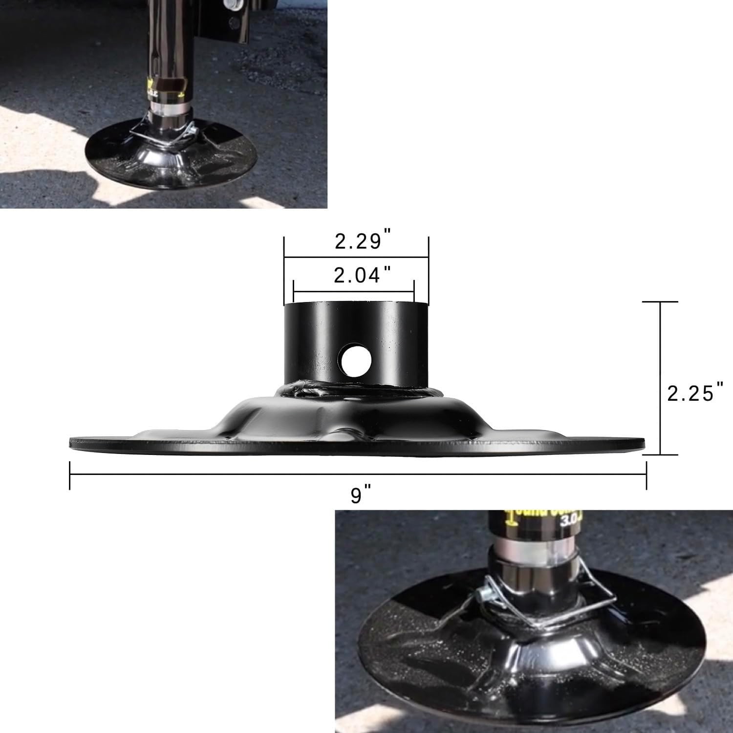 Qty (2) 377962 Replacement Rear Jack Foot Pad with Attachment Pins,9″ Diamete…