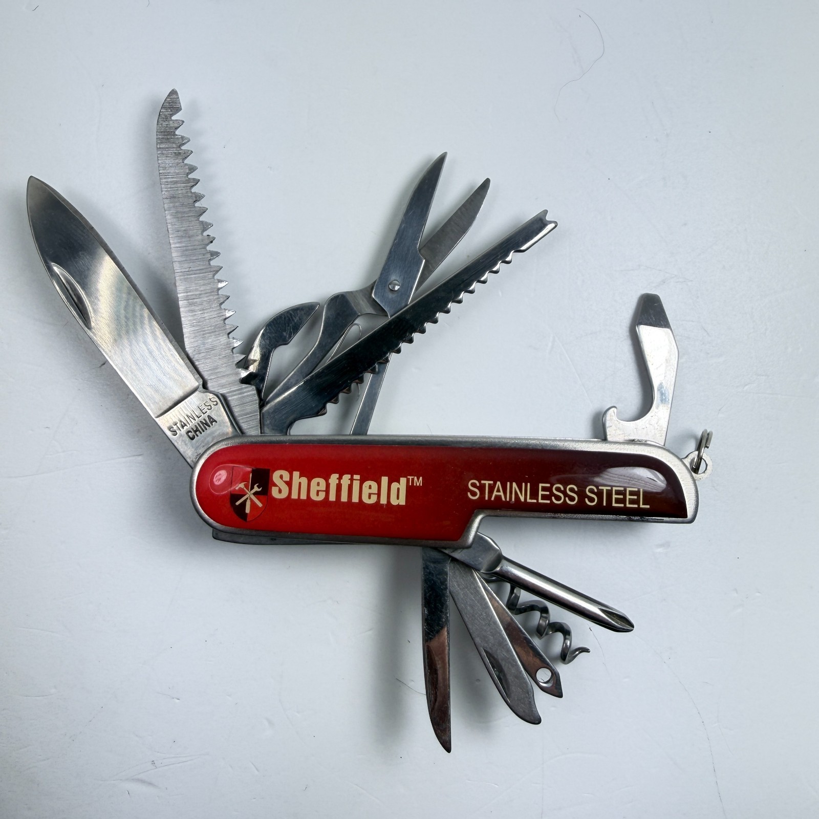 Sheffield Multi Tool Set w/ Flashlight AA Batteries & Carry Pouch Kit