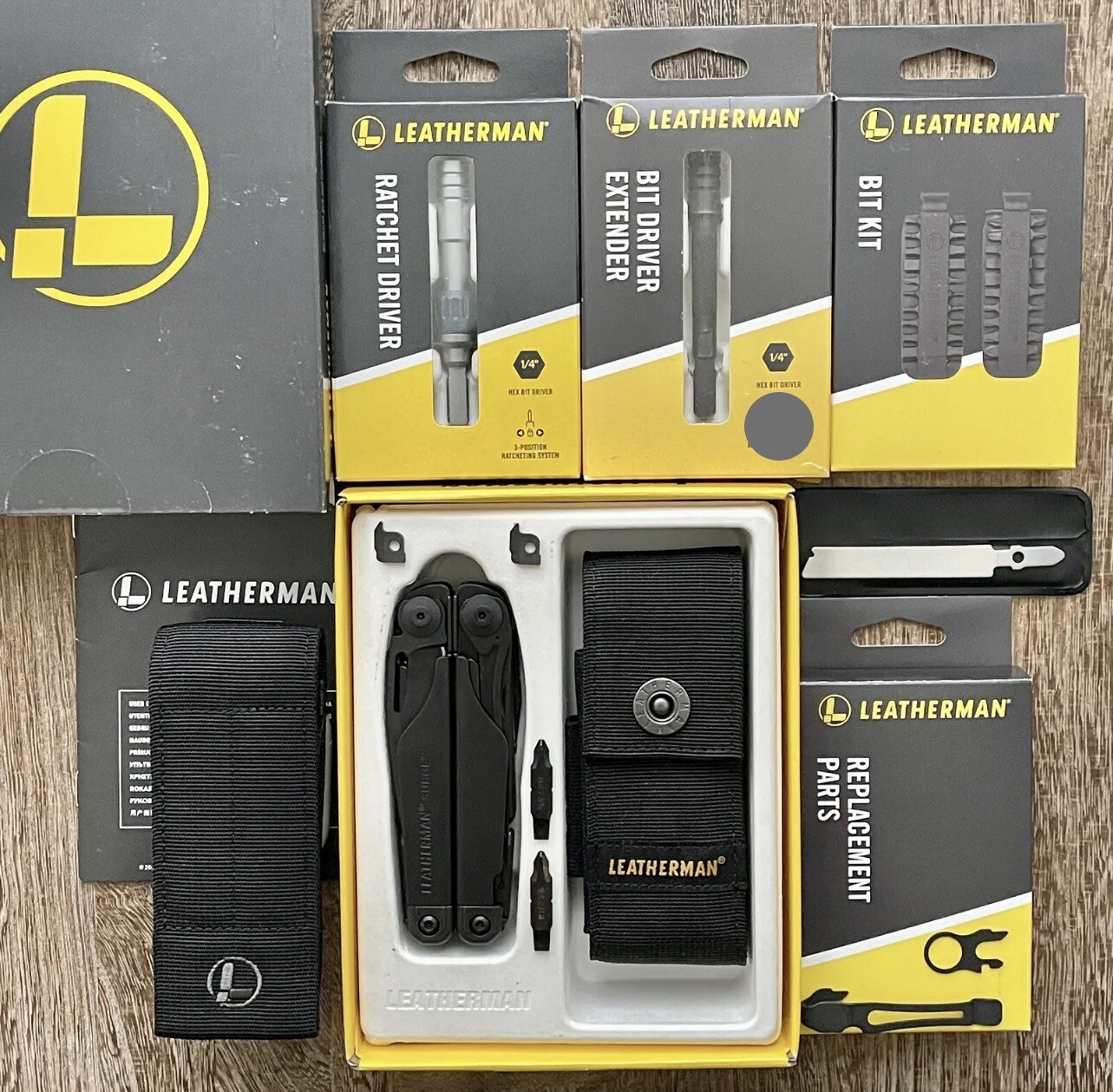 Leatherman Surge Black FULL SET bundle Multitool w/Bit Kit Ratchet Driver + MORE