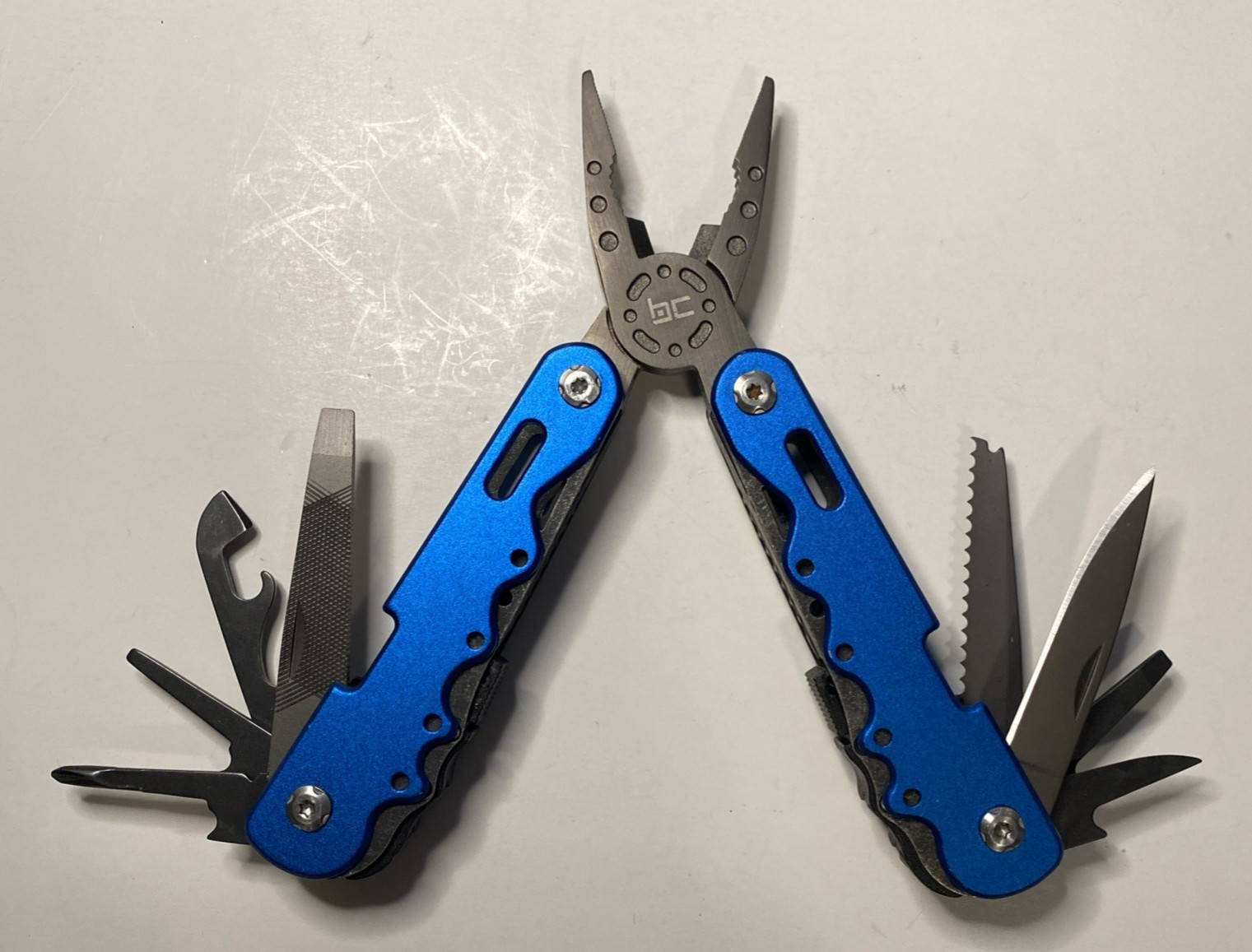 Multi Mate BC Live Bold Folding Multitool Pliers Blue Handles w/ Nylon Sheath