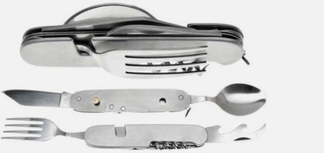 7-In-1 Stainless Steel Multi Function Camping Tool Utensils Knife Spoon Opener