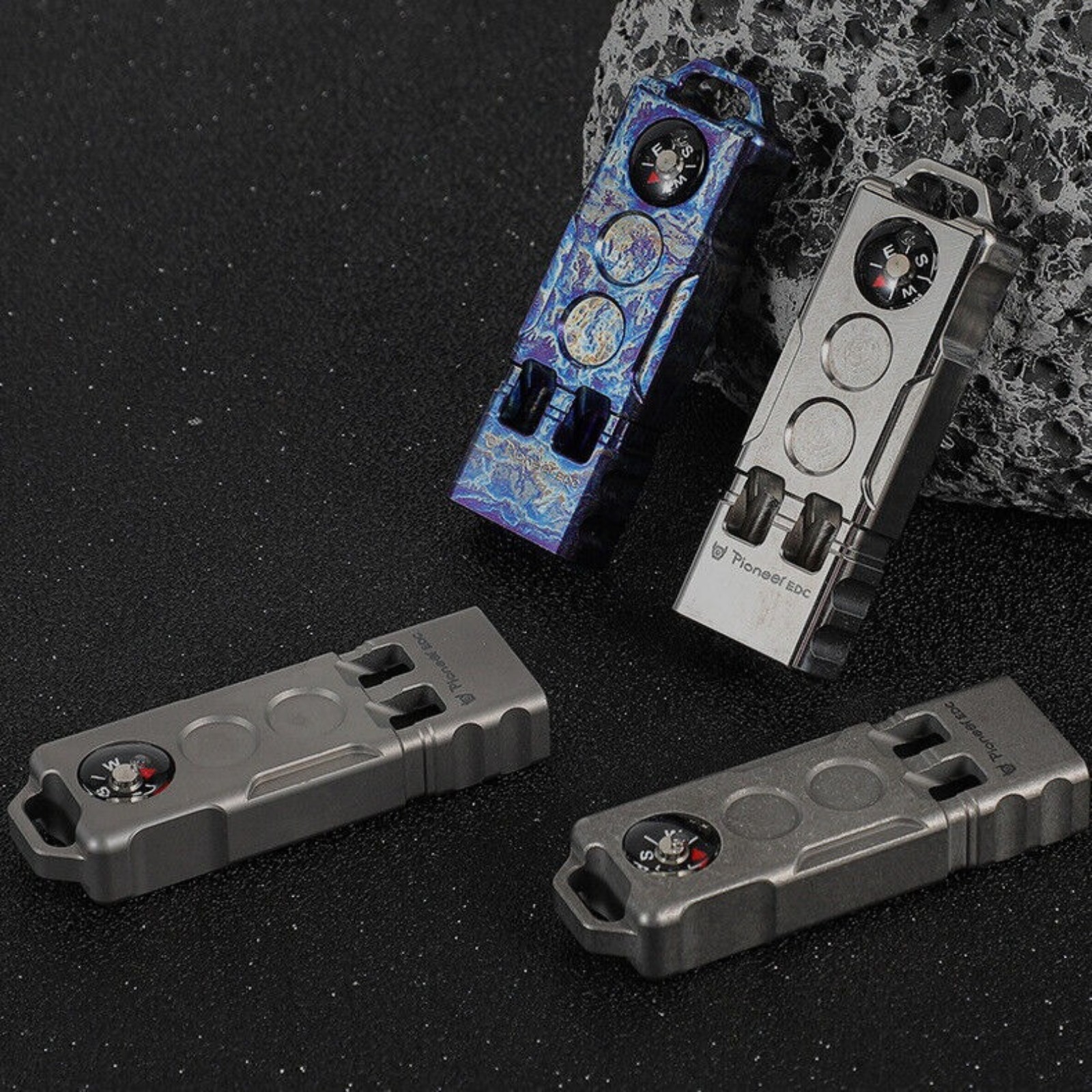 Titanium Alloy Double Tube Whistle 120DB Outdoor Survival EDC SOS High Frequency