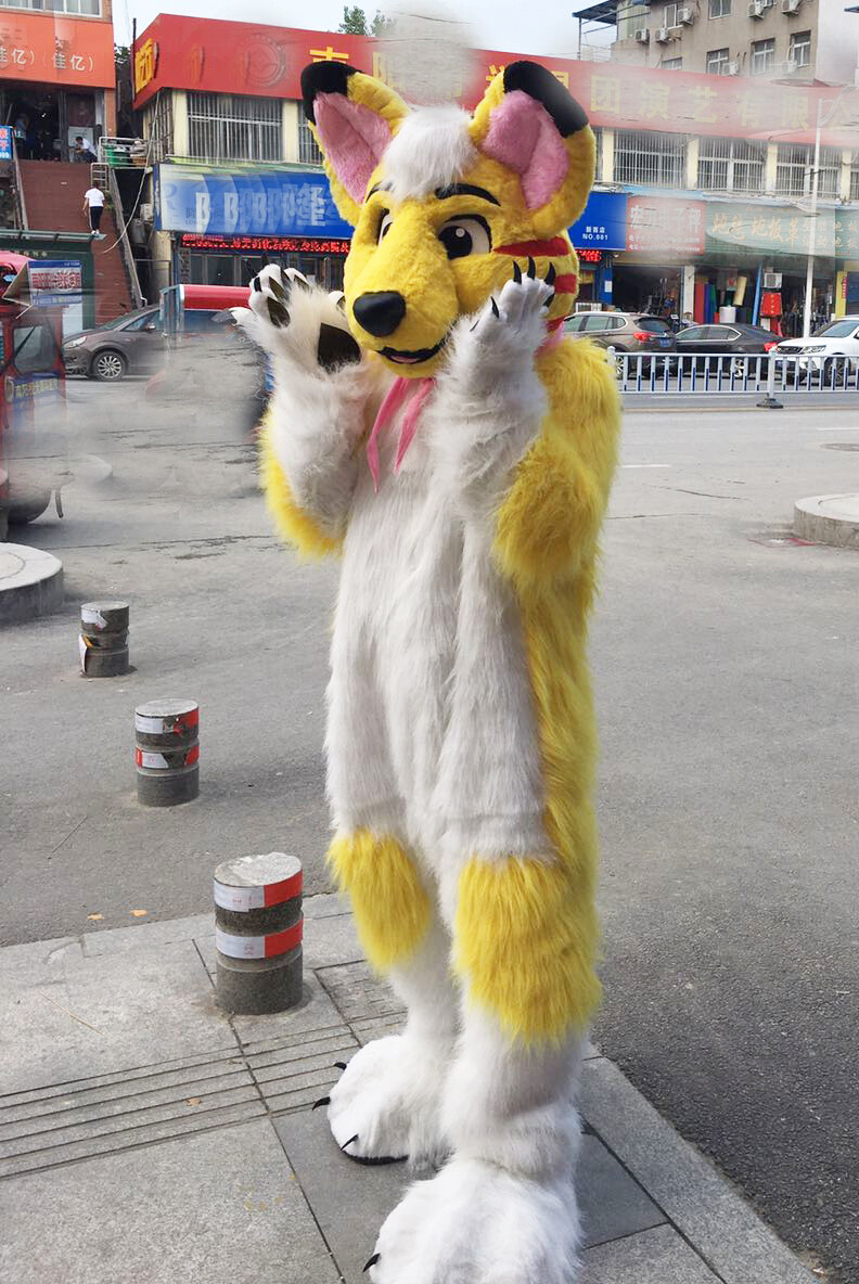 Long Fur Husky Dog Fox Mascot Costume Fursuit Halloween Suit Cosplay