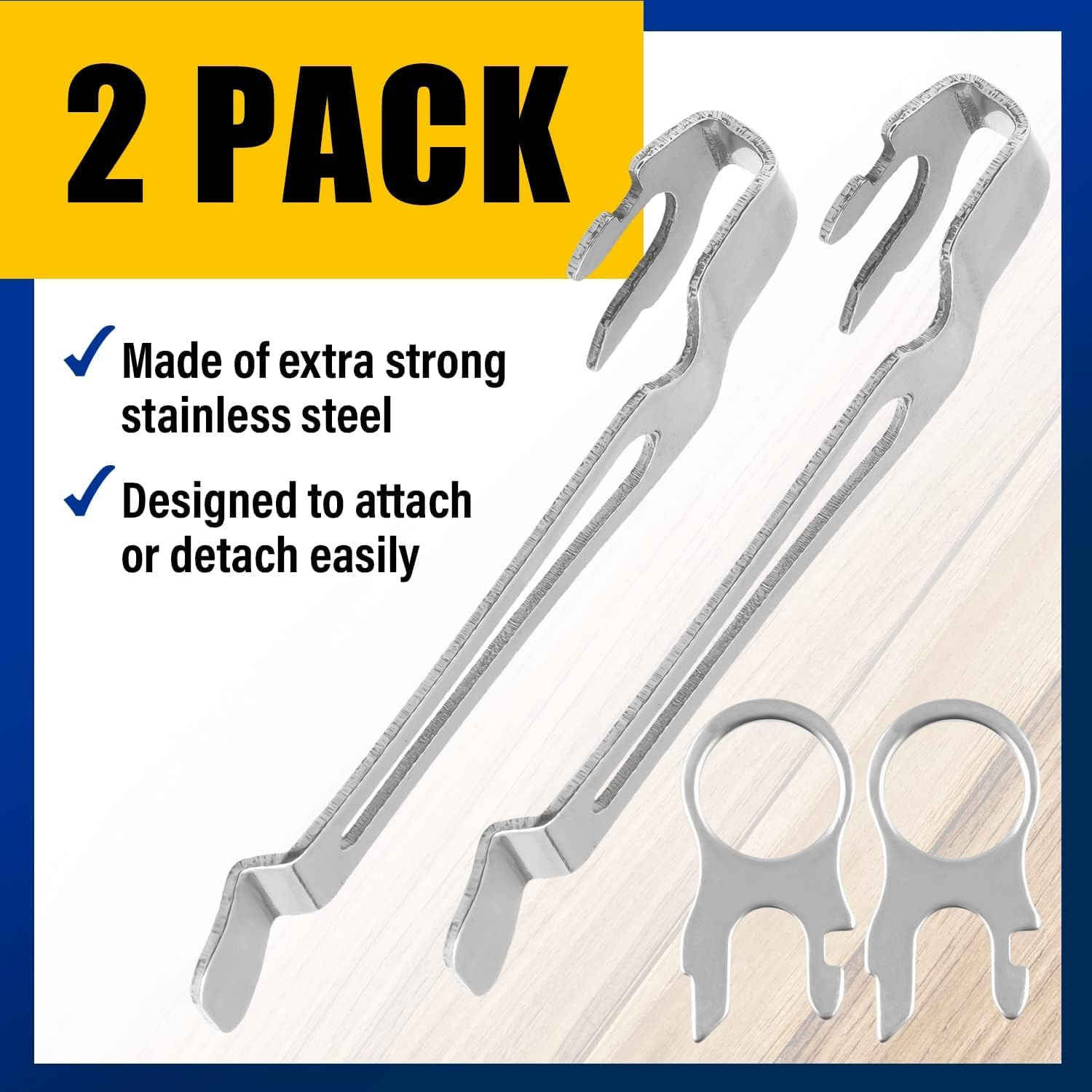 [2-Pack] 2 Quick Release Pocket Clips + 2 Lanyard Rings Compatible with Leatherm