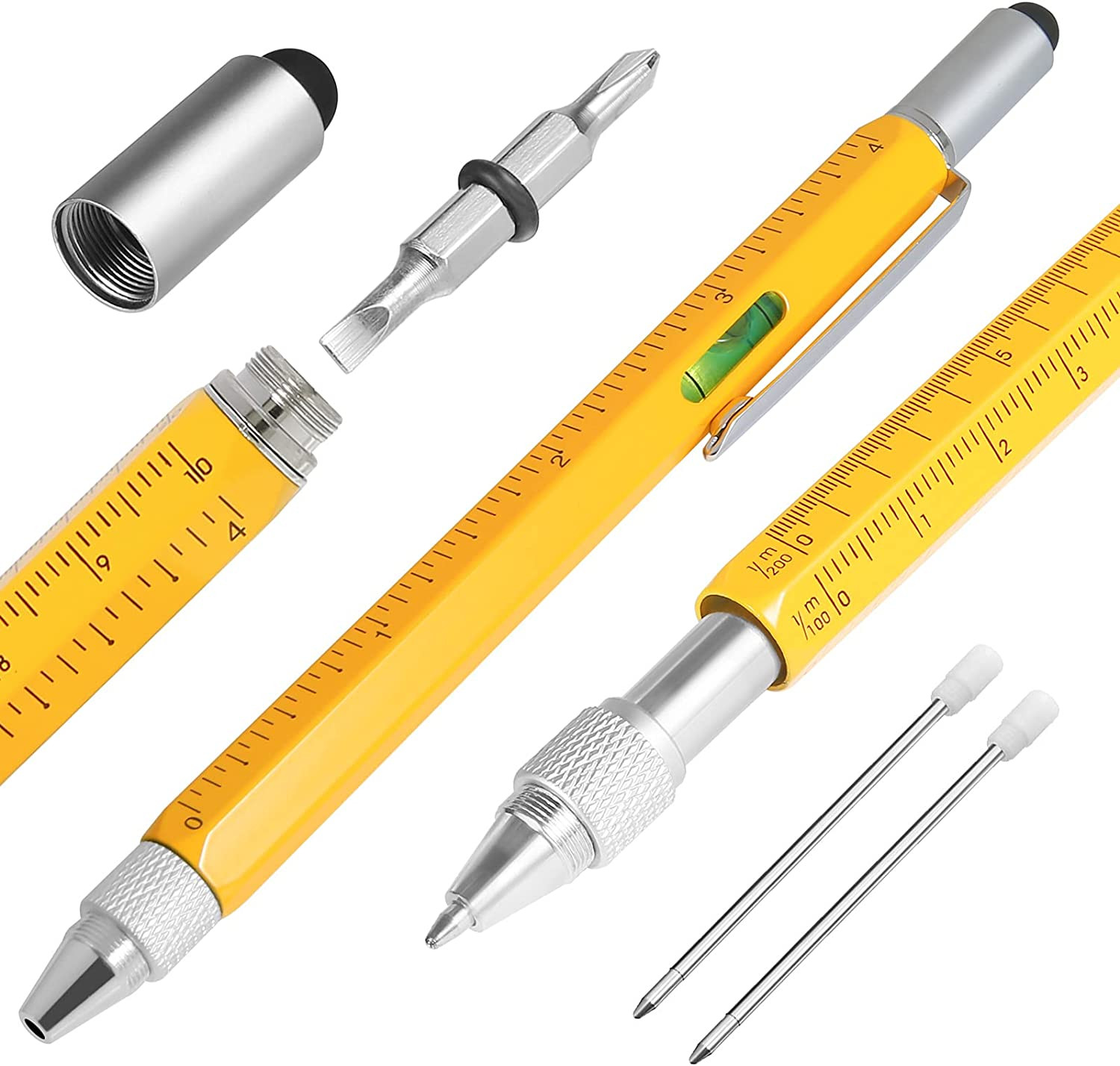 Novelty Gifts 6 in 1 Pens for Men, Multi Tools Pen EDC Unique Gadget As