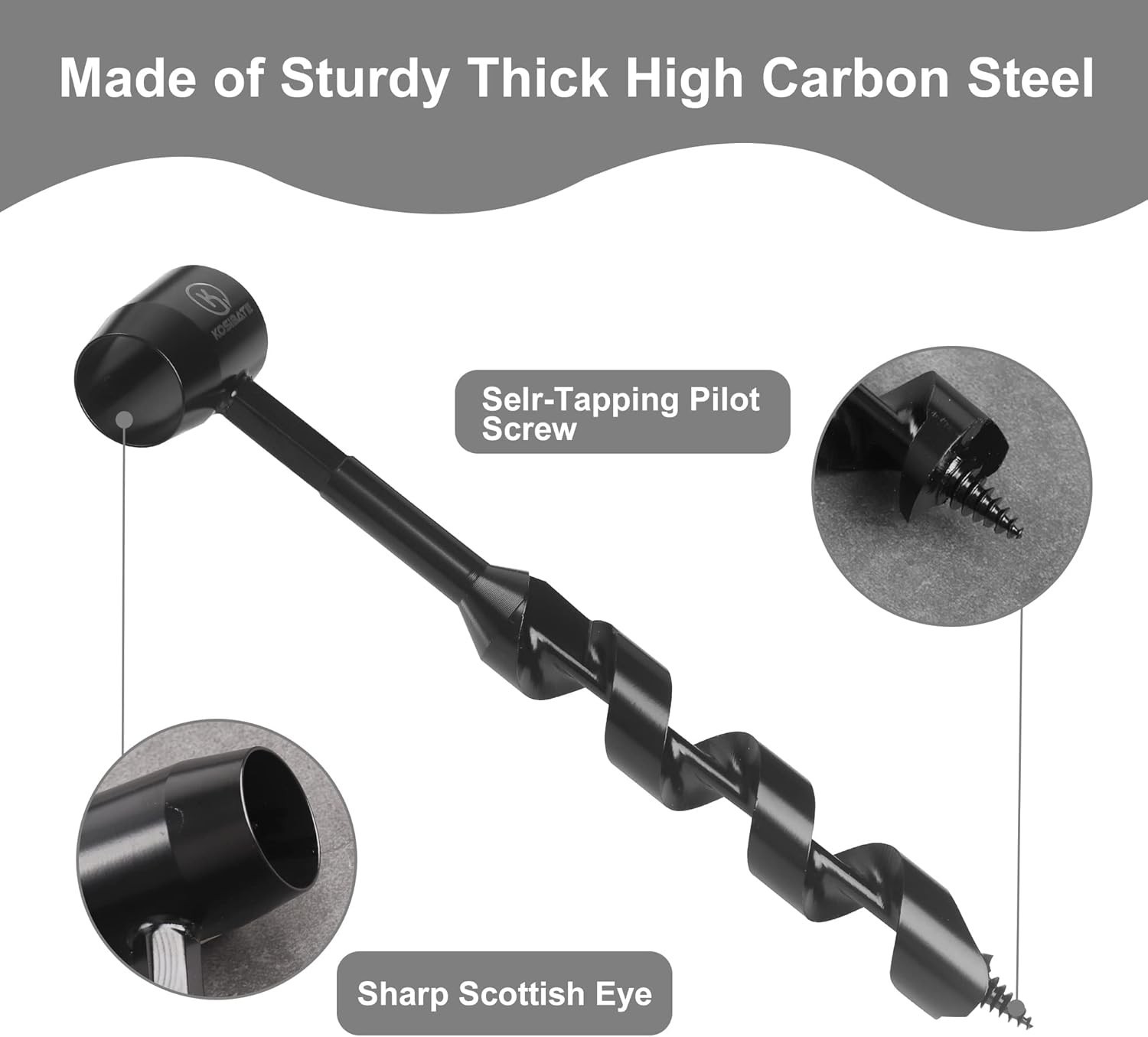 High Carbon Steel Hand Auger Wrench with Leather Sheath – Perfect for Bushcraft