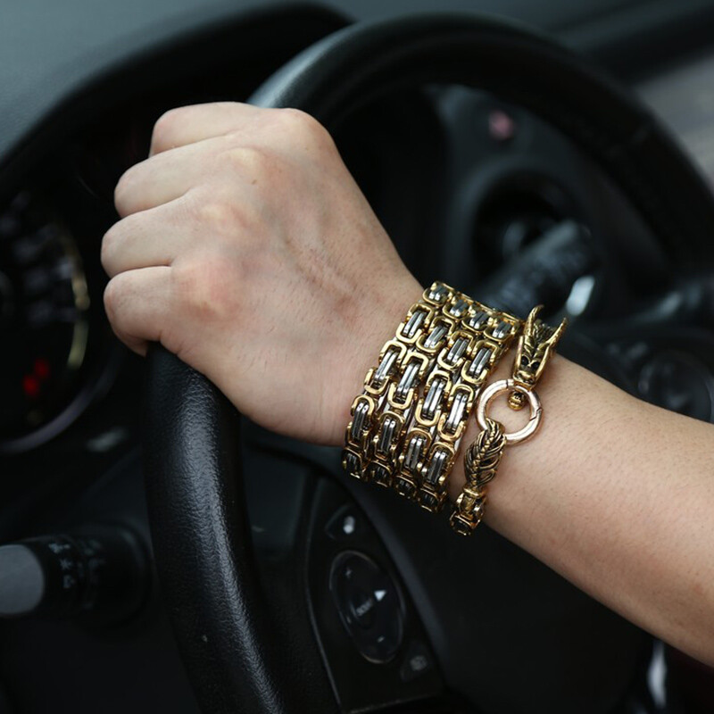 Men Stainless Steel Bracelet Self-defense Survival Dragon Necklace Chain