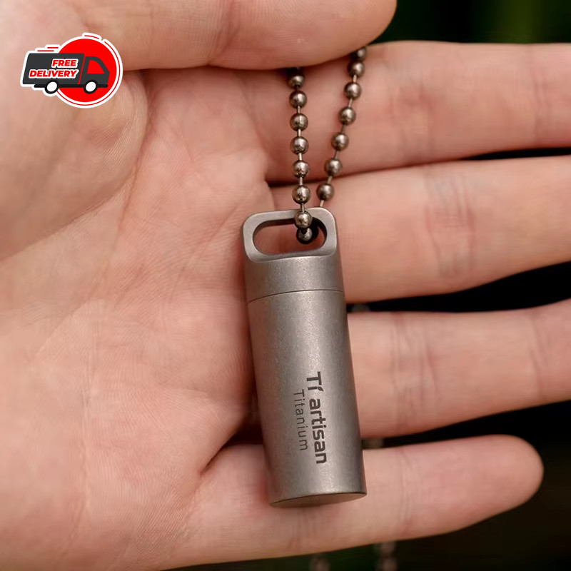 Titanium Alloy Waterproof Container Pill Box Travel Survival EDC Tool Keychain