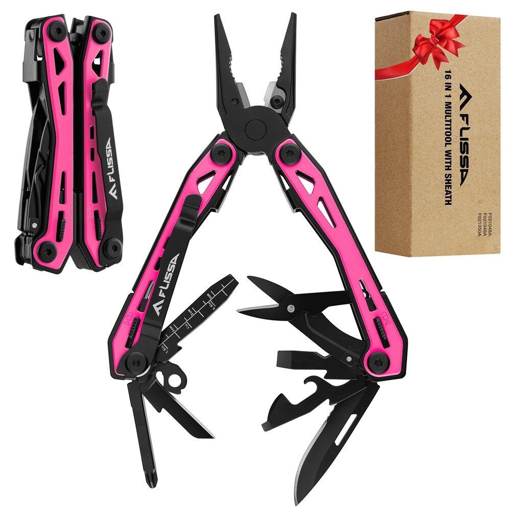 FLISSA 16-in-1 Multi Tool Pliers Stainless Steel Self-locking Multipurpose Knife