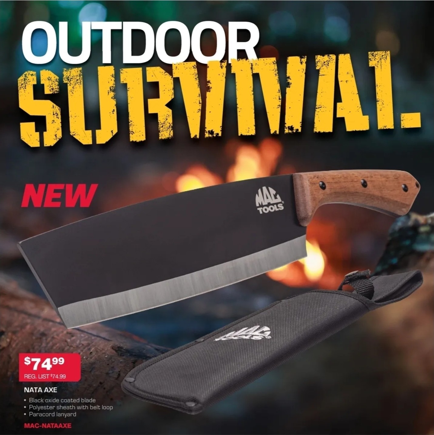 NEW MAC Tools 16″ Nata Axe Hatchet with Full Tang Handle & Nylon Carrying Case