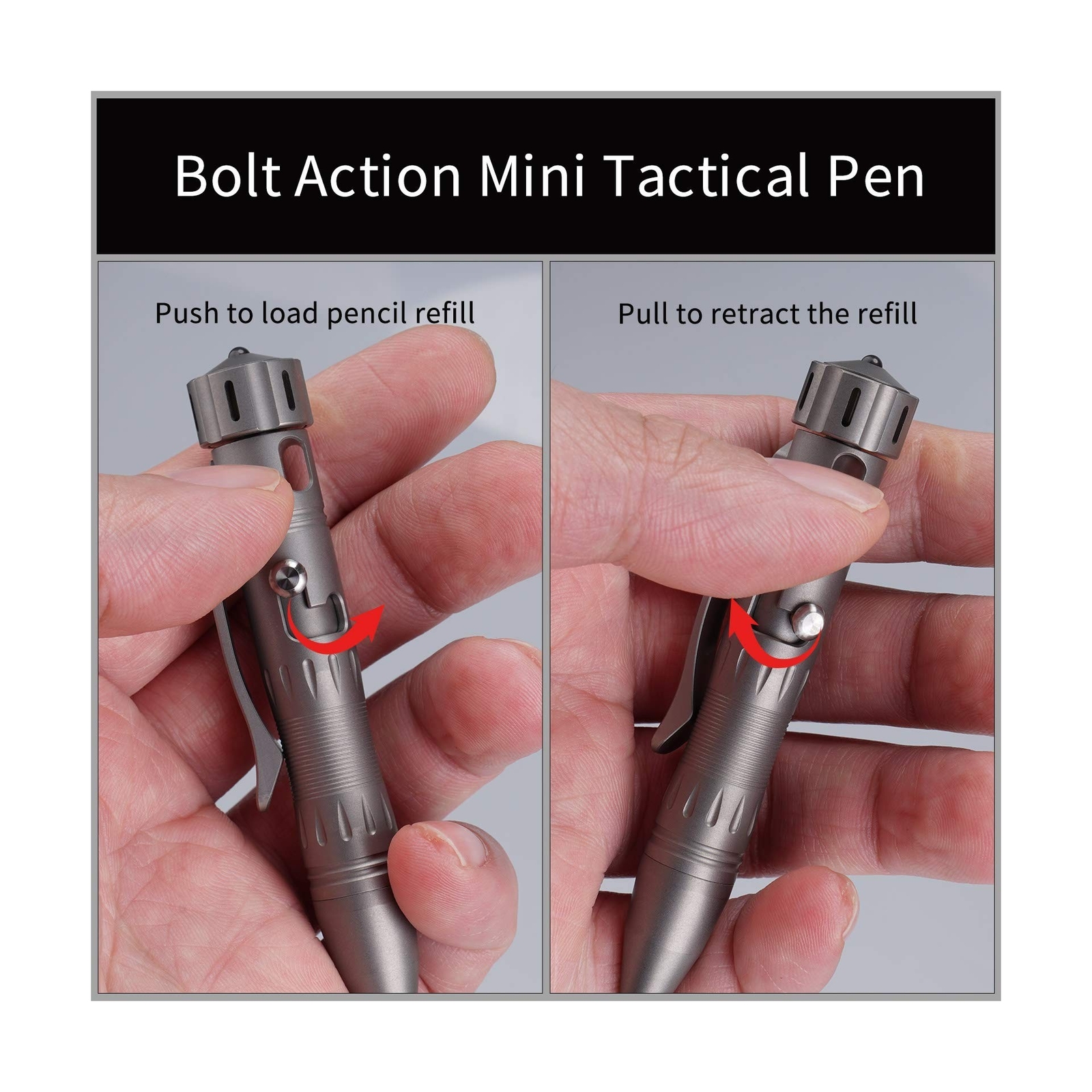 MecArmy TPX10 Mini Titanium Bolt Action Tactical Pen with Replaceable Refill,…