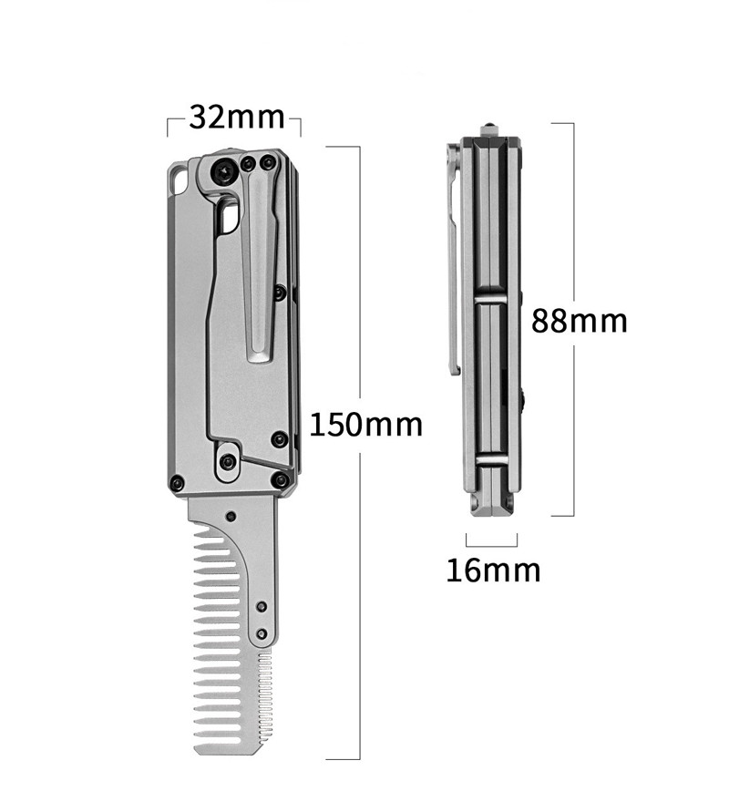 Titanium Alloy Pocket Folded Health Comb Combing Hair Outdoor EDC Multi Tools