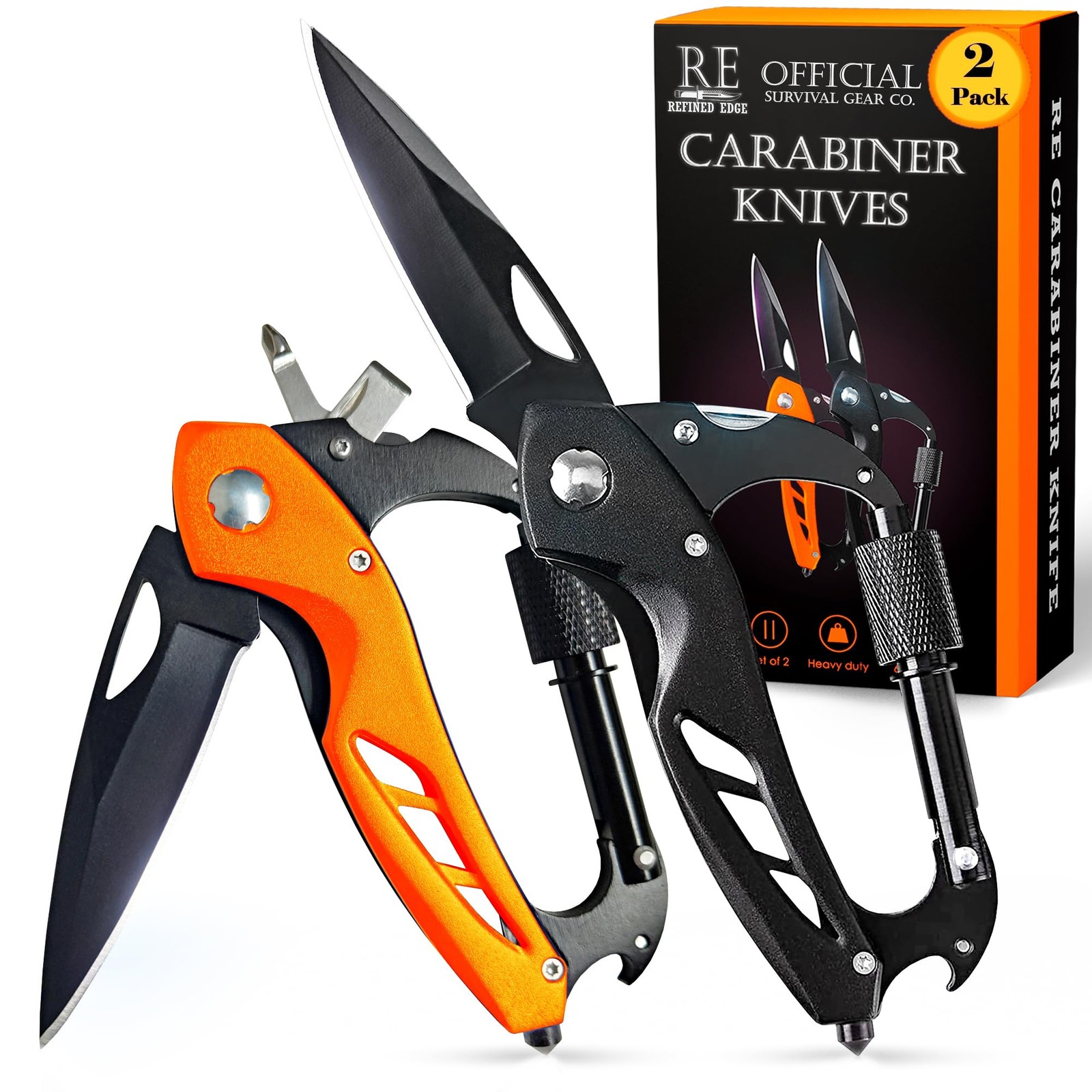 2pack Outdoor Carabiner Multitool Carabiner Knife Edc Pocket Knife Survival Gear