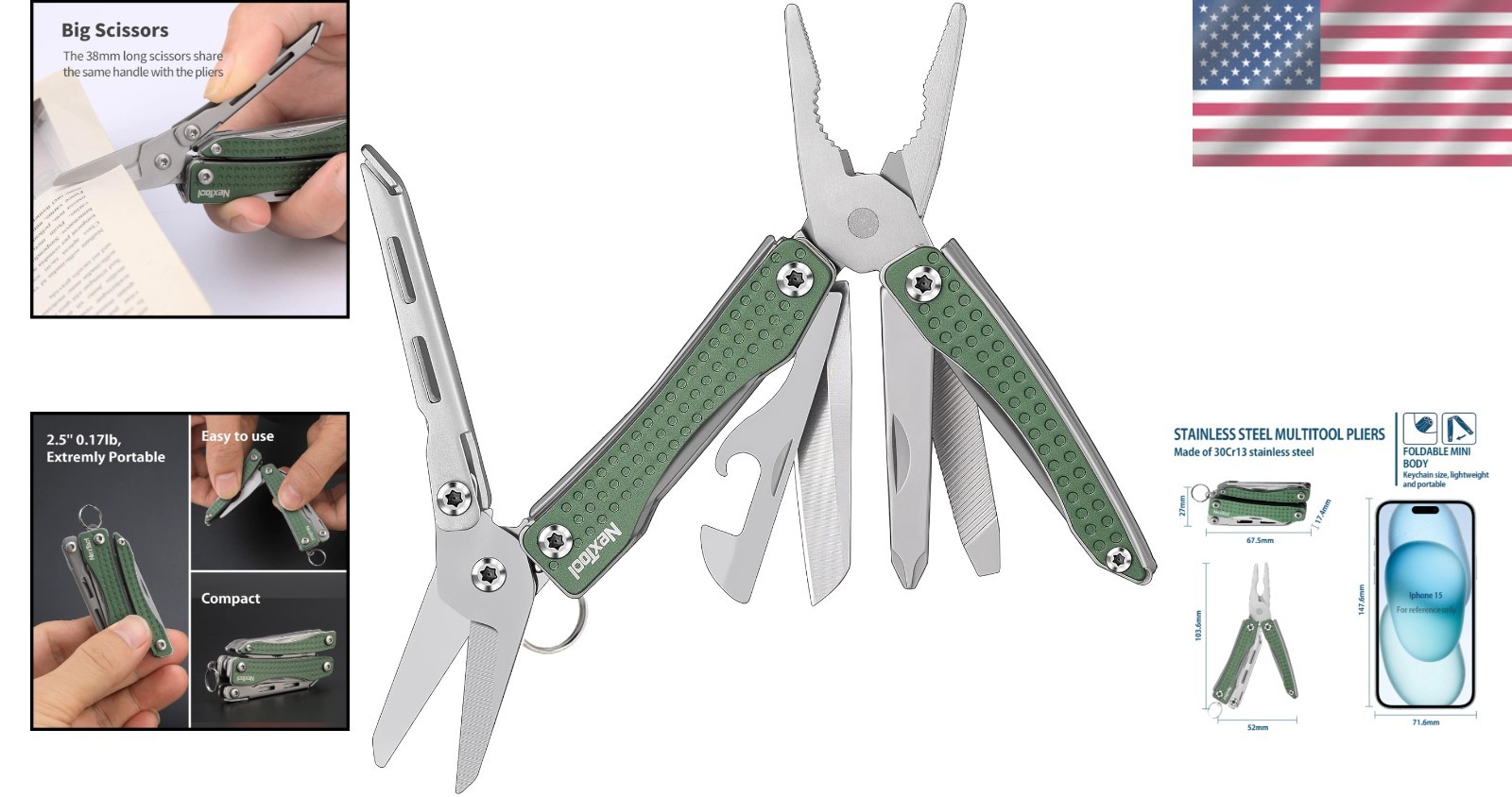 Compact 10-in-1 Pocket Knife Multitool with Keychain – Perfect Father’s Day Gift