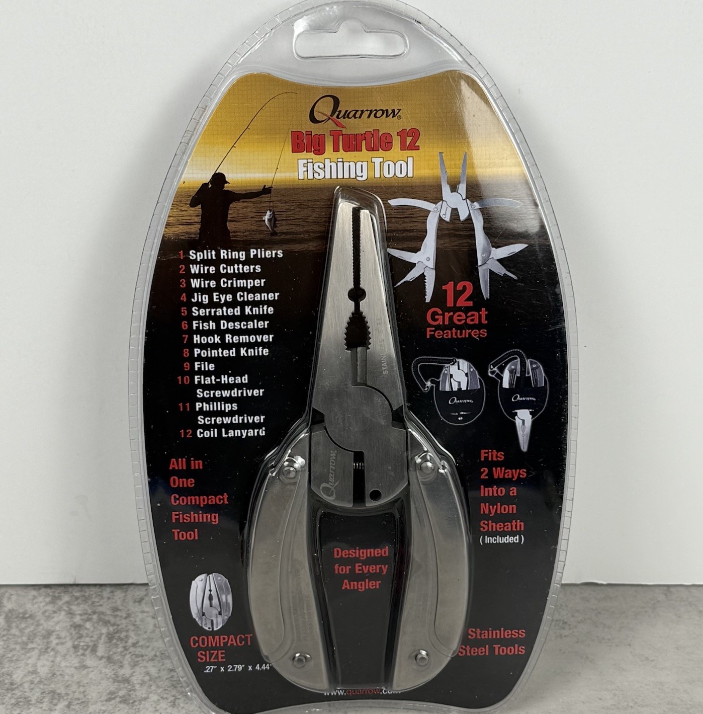 Quarrow Turtle 12 Stainless Steel Folding Fishing Tool All In One with Case New