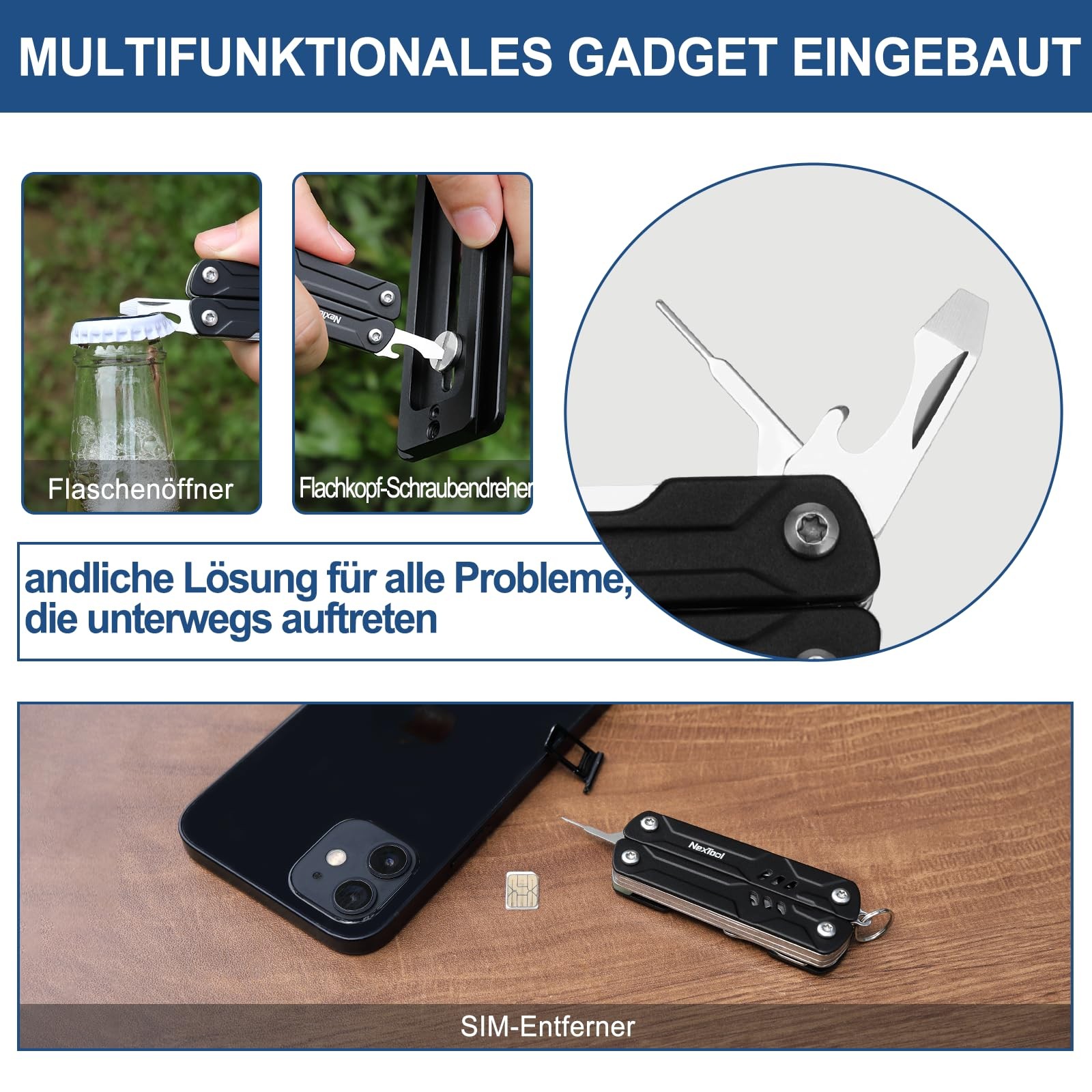 Multitool, 9 in 1 TSA Mini Sailor with Needle Nose Pliers, Scissors, SIME Extractor & Screw…