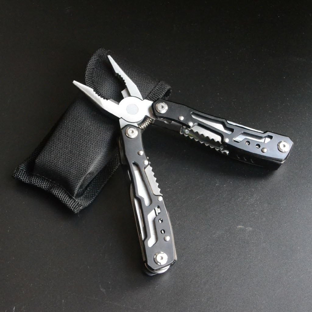 12 in 1 Multitool Stainless Steel SpringAct Pliers Pocket Clip for Hiking