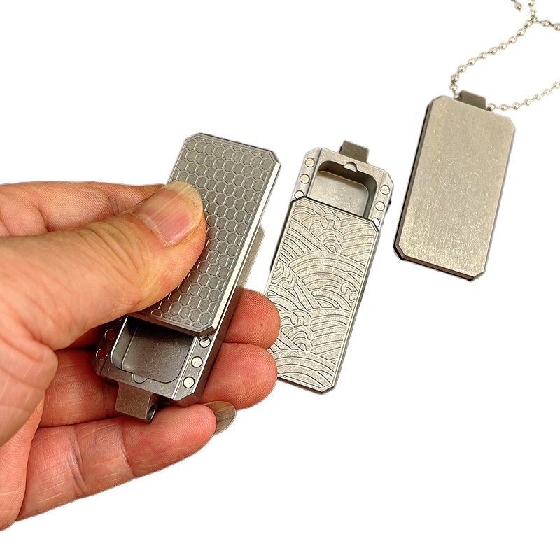 Titanium Alloy EDC Dog Tag Necklace Storage Box Mechanical Slider Fidget Toy