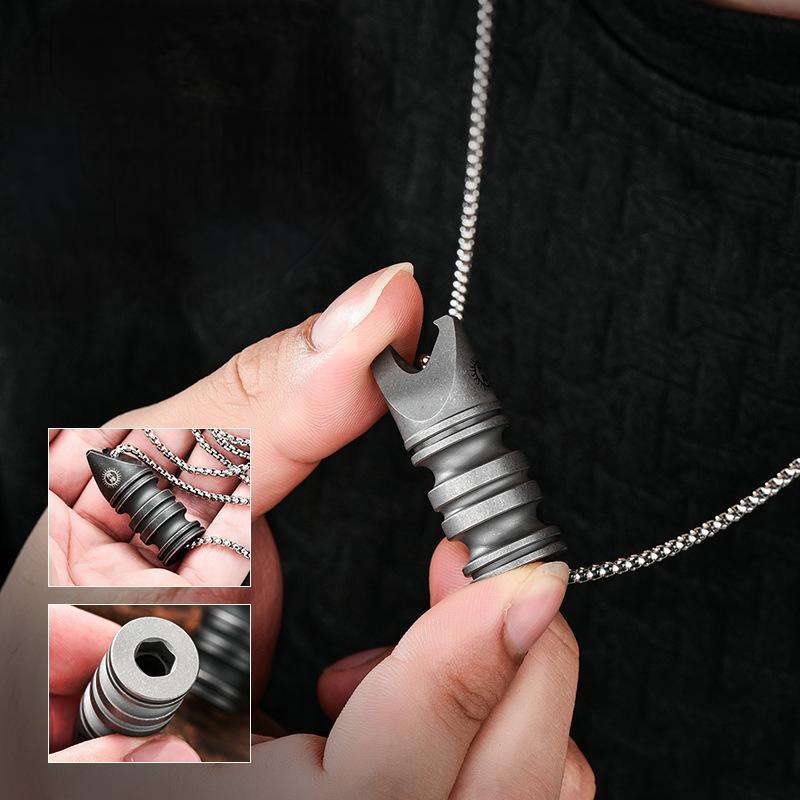 Titanium Multi Tool Bottle Opener Paracord Pendant Knife Bead Wrench Outdoor EDC