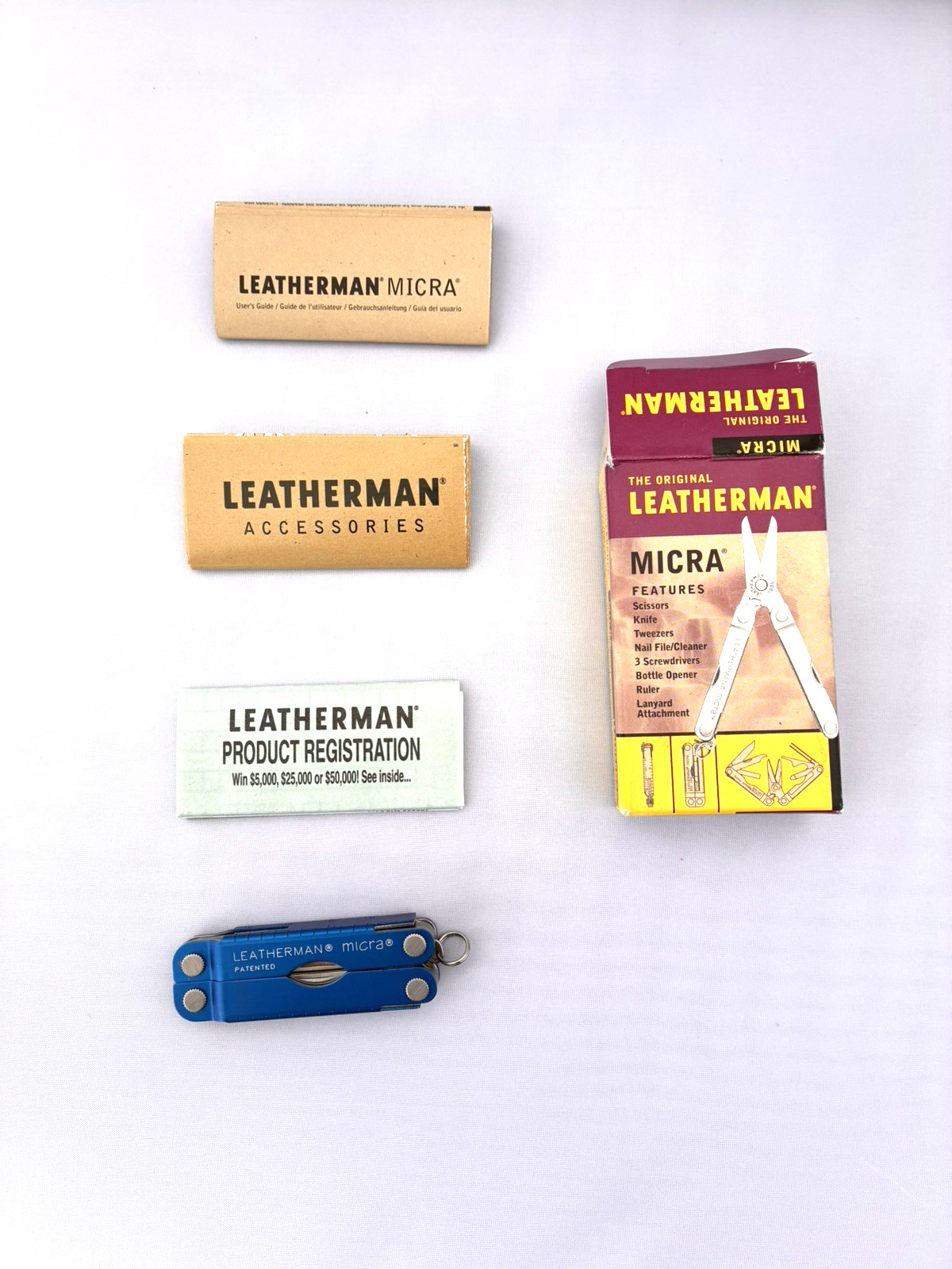 Vintage Original Leatherman Micra Blue Multitool 2002 New Old Stock Made in USA
